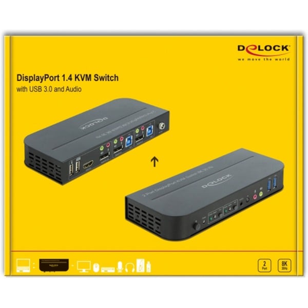 DeLOCK Switch KVM DisplayPort 1.4 8K 30Hz avec USB 3.0 et audio kvm-switch – Image 4