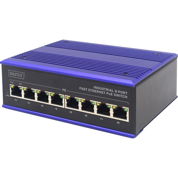 Digitus 8 Port Fast Ethernet PoE Switch,Industrial