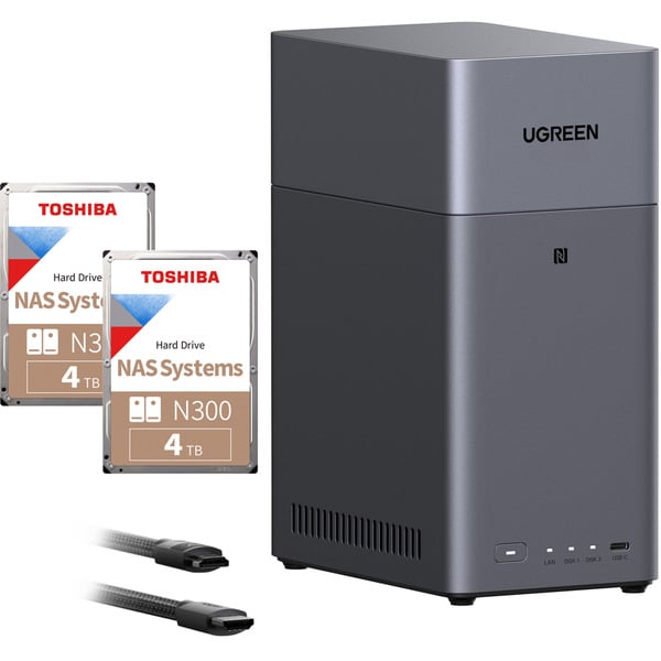 UGREEN DH2300 Bundle avec 2x Toshiba N300 4 TB (MN10ADA400ES)