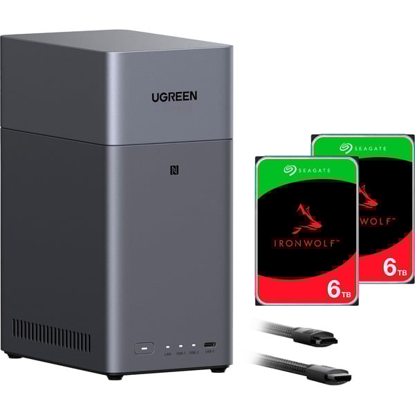 UGREEN DH2300 + 2x 6 TB Seagate IronWolf HDD Bundle