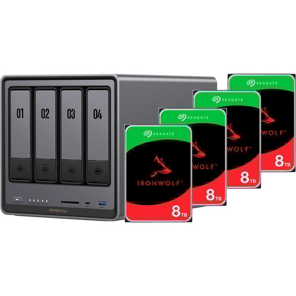 UGREEN DX4800 Plus + 4x 8 TB Seagate IronWolf HDD Bundle