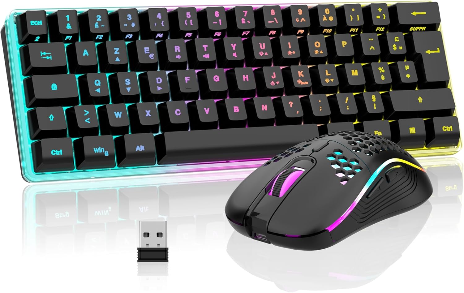 Ensemble Clavier et Souris sans fil optique Waytex noir