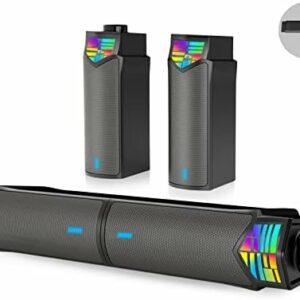 SOULION R60 Enceinte PC USB Bleutooth 5.3 Haut Parleur 12W Barre de Son pour Ordinateur