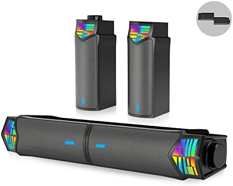 SOULION R60 Enceinte PC USB Bleutooth 5.3 Haut Parleur 12W Barre de Son pour Ordinateur