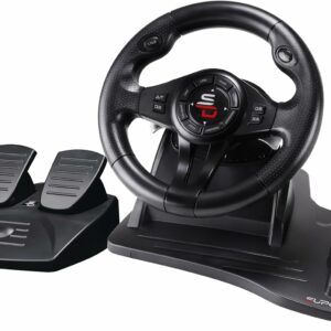 Volant Gaming Rotation 180° 3 en 1 pour PC Blanc Tbest